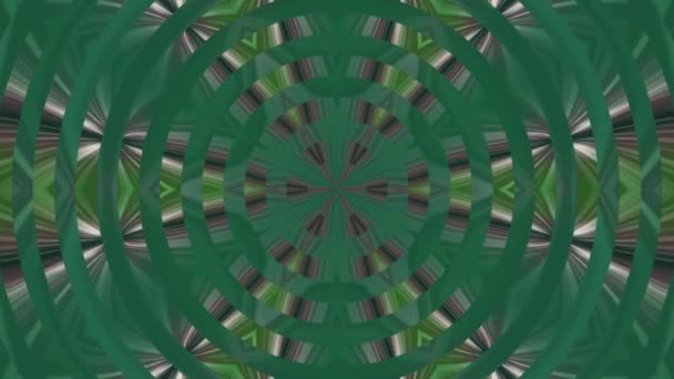Fractal Circles Green Hues Move Center Frame Viewer Abstract Kaleidoscopic — Stockvideo