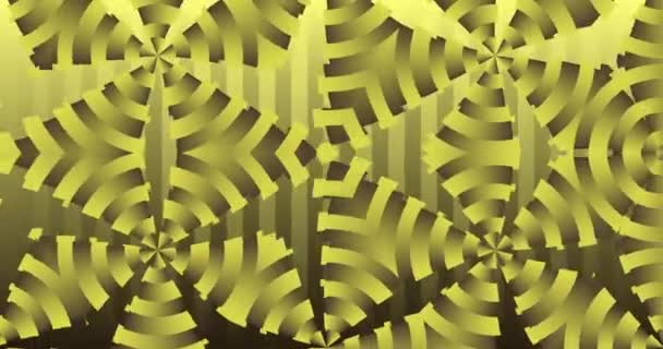 一个由黄色阴影构成的移动的镶嵌画形成圆圈 动画背景和俱乐部视频 无休止的循环 — 图库视频影像