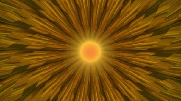 Яркое Солнце Лучами Исходящими Находится Центре Рамы Вращается Часовой Стрелке — стоковое видео
