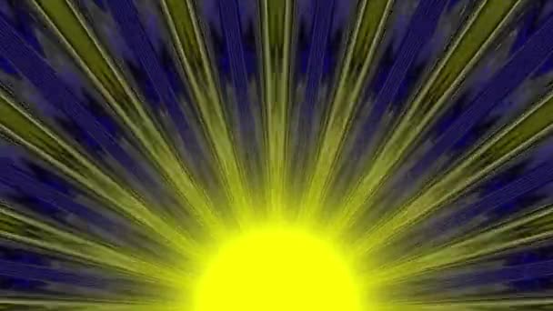 Jasné Slunce Paprsky Vycházejícími Něj Slunce Spodním Středu Rámu Modré — Stock video