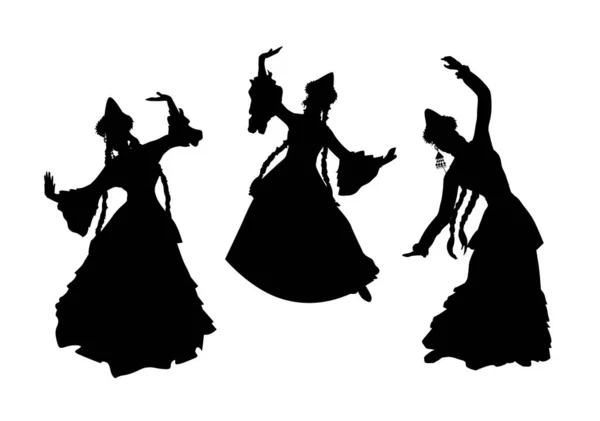 Silhouette Mädchen Einem Wushu Kung Stand Vektorillustration Symbolbild — Stockvektor