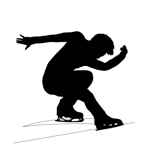 Figura Patinador Silueta Figura Masculina Demostración Rendimiento Patinaje Sobre Hielo — Vector de stock