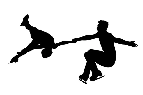 Paire Patineurs Silhouette Patinage Artistique Montrant Des Performances Danse Sur — Image vectorielle