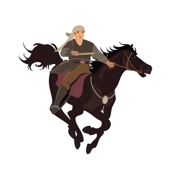Всадник Скачет Силуэту Нарисованному Лошадьми Изолированному Белом Фоне Вырезка Открытки — стоковый вектор