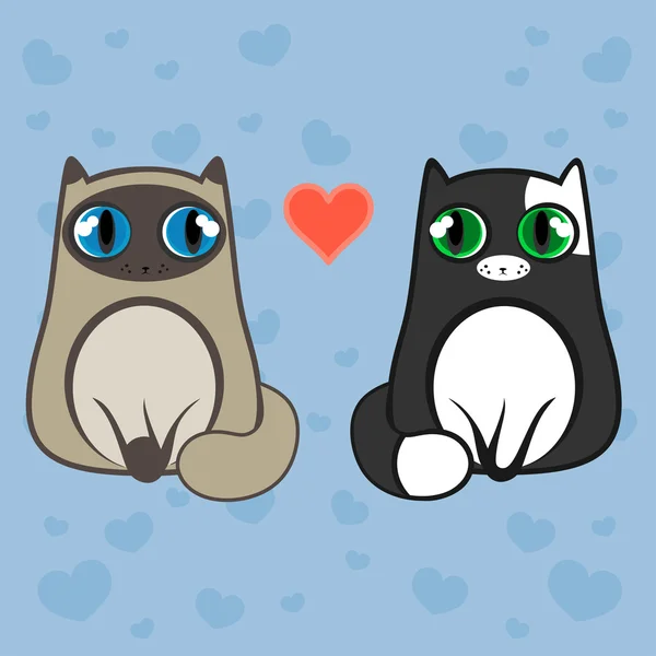 Verliebte Katzen — Stockvektor