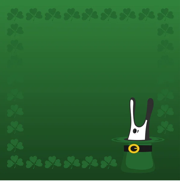クローバーとウサギと緑の帽子 — ストックベクタ