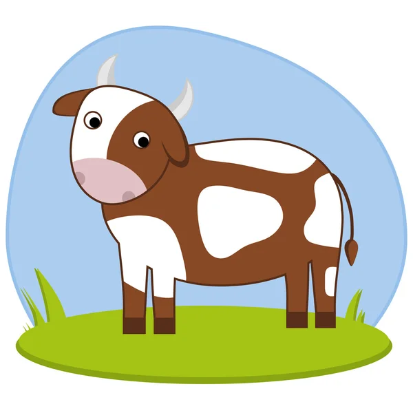 Cow on green field — Stock Vector