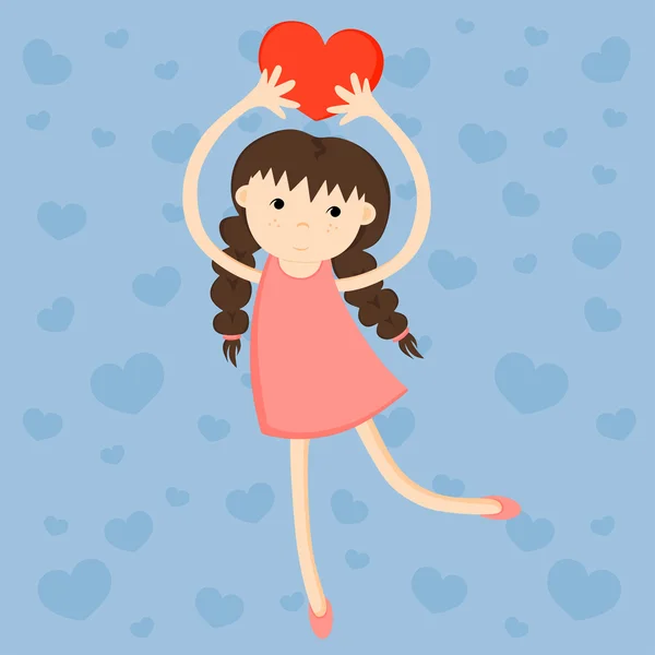 Girl with heart — Stock Vector