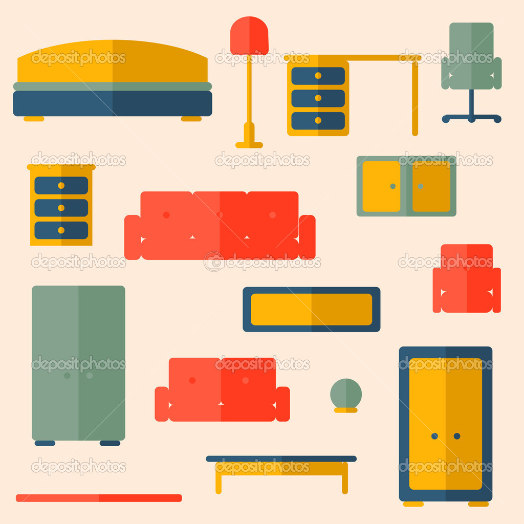 Set of furniture Stock Vector by ©Krolja 42004733