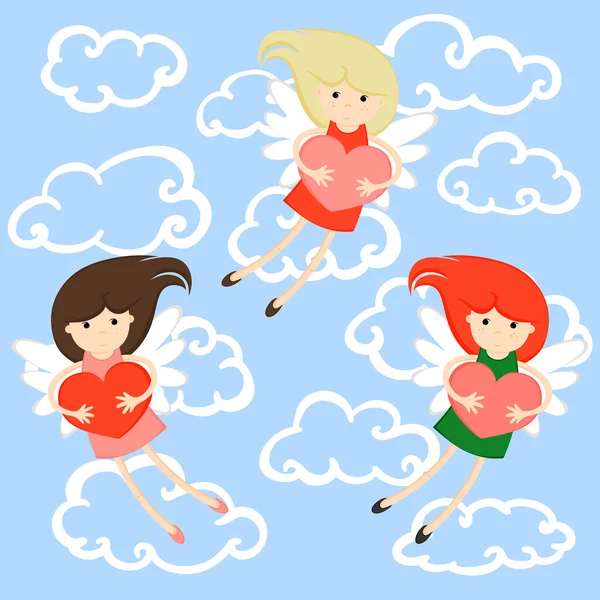 Girls angels — Stock Vector