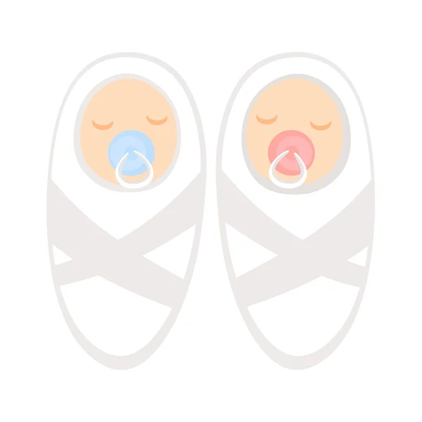 Vector illustration newborn baby girl and boy on white background — Stock Vector