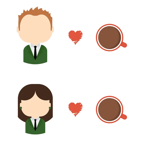 Amor por el café — Vector de stock