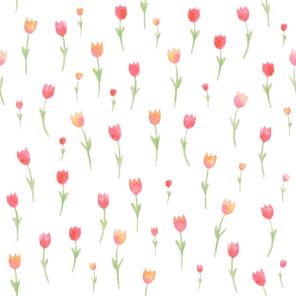 Watercolor Tulips seamless pattern — Stock Vector