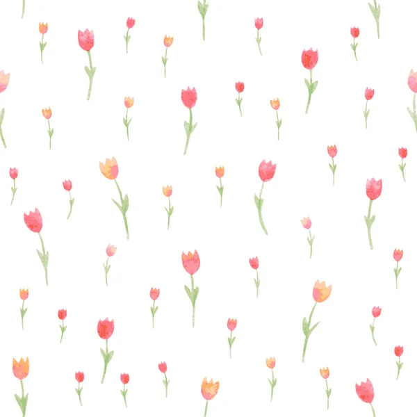 Watercolor Tulips seamless pattern — Stock Vector