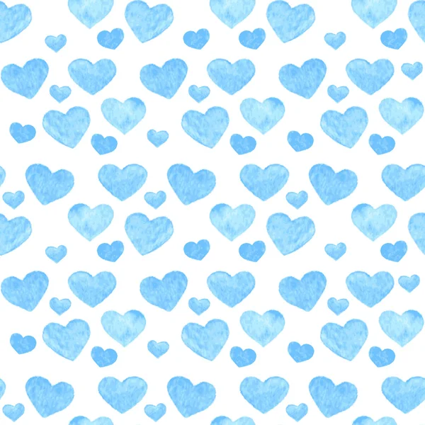 Aquarelle romantique motif sans couture avec des coeurs — Image vectorielle