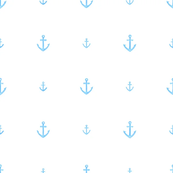 アンカーの海洋の水彩画のシームレスなパターン — ストックベクタ