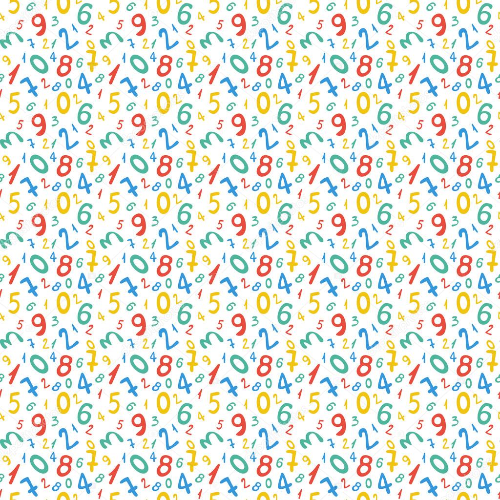 Seamless pattern with numbers for school design