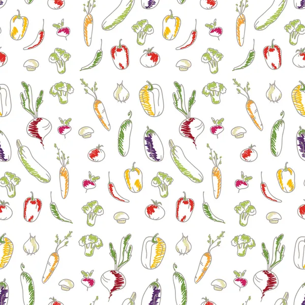 Seamless kitchen background of vegetables — Stock Vector