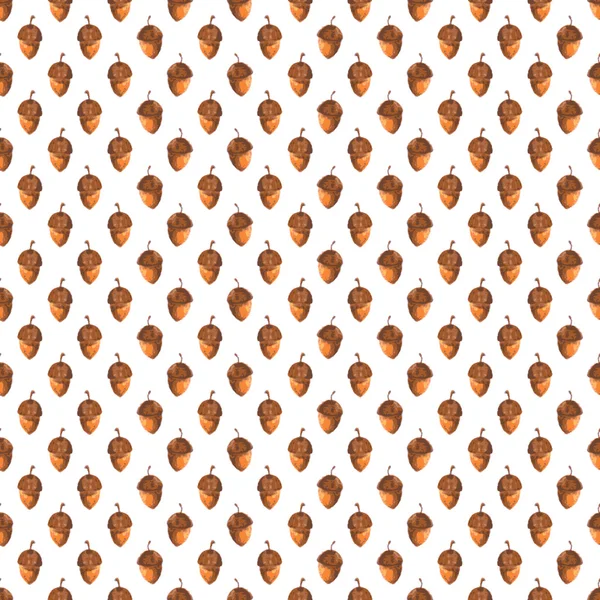 无缝模式手工绘制的橡子 — 图库矢量图片