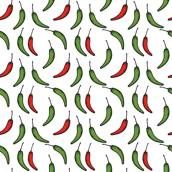 Vector naadloze patroon van schets peper chili. illustratie. mooie achtergrond. — Stockvector