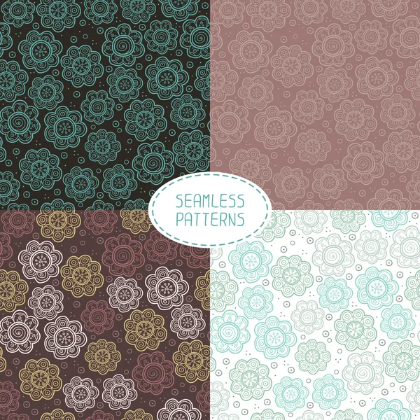 Set of seamless floral patterns. Vector illustration. Beautiful background. Endless texture can be used for printing onto fabric and paper or scrap booking. — Stock Vector