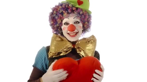 Der Clown hat ein großes Herz — Stockvideo