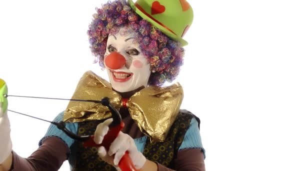 Der Clown und die Schleuder — Stockvideo