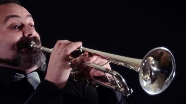 Trumpet player, close up — Stock Video