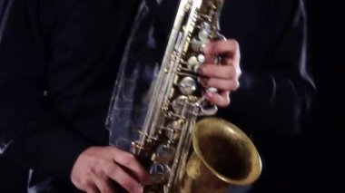 SAX oyuncu yakın çekim