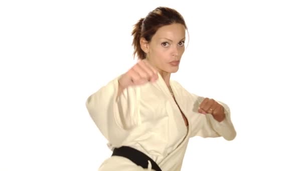 Karate vrouw — Stockvideo