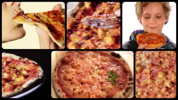 Pizza, collage — Stockvideo