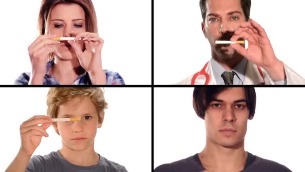 Vídeo anti-tabaco, collage — Vídeos de Stock