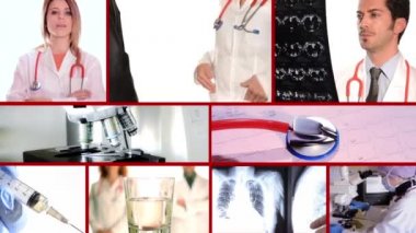 tıp doktorları kolaj üzerinde kırmızı