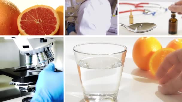 Vitamina c, colagem — Vídeo de Stock