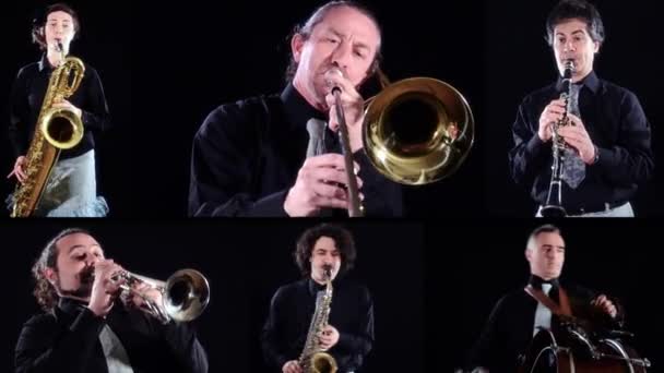 Jazz band collage — Stockvideo