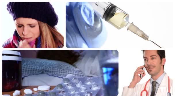 Grippe und Medikamente — Stockvideo