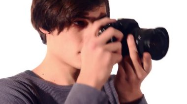 beyaz zemin üzerinde fotoğrafçı