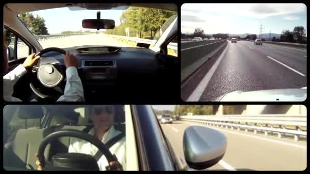 Viaggiare in auto, montaggio — Video Stock