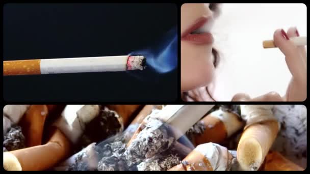 Danger of smoking series, three — Stock Video