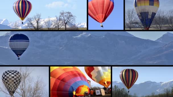 Hot-haar ballonnen, collage — Stockvideo