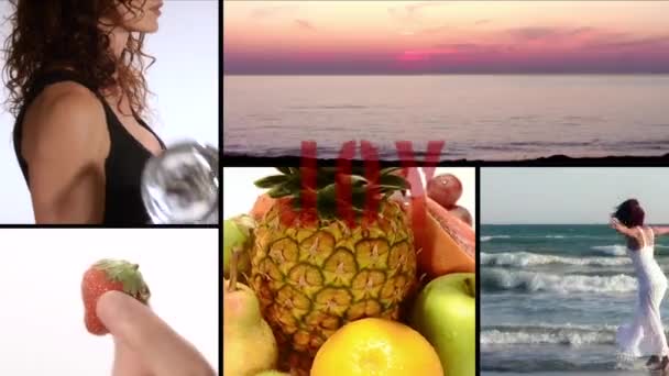 Vreugde, vitaminen, fitness, schoonheid — Stockvideo
