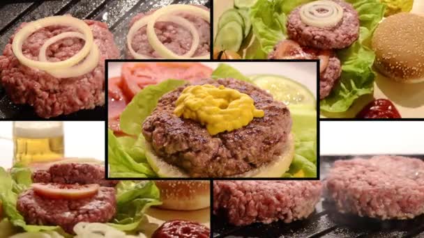 Hamburguesa, collage — Vídeos de Stock