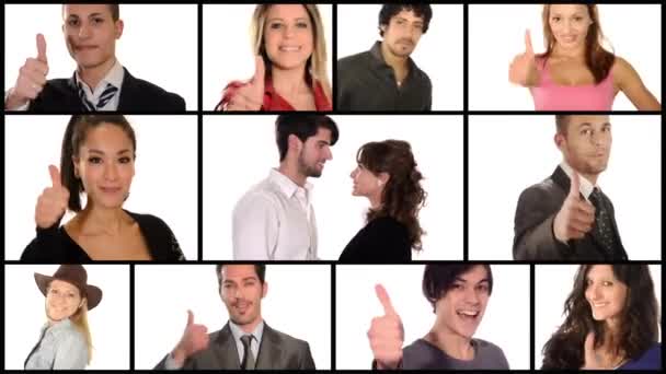 Les gens qui font du collage pouce en l'air 