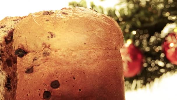 Рождественский торт Панеттоне — стоковое видео