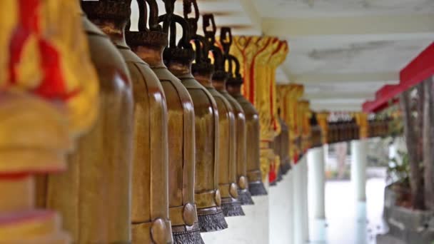 Thailand, bells in ancient temple — Stock Video
