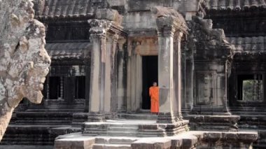 Khmer keşişler angkor wat Tapınağı, Kamboçya