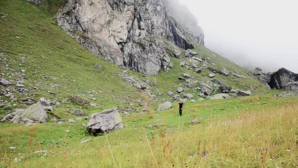 Přizpůsobit člověk dělá nordic walkingu — Stock video