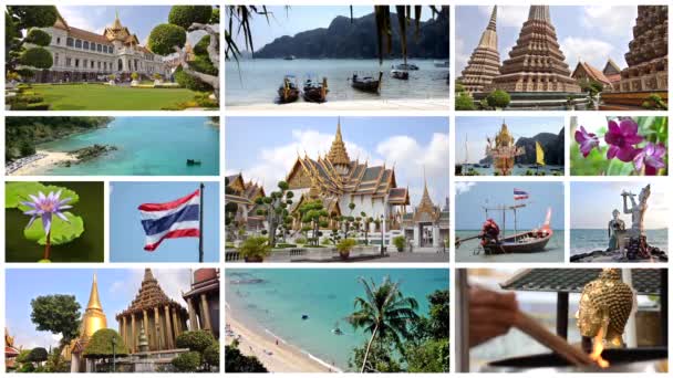 Montaggio Thailandia, arte, cultura, natura e mare meraviglioso — Video Stock