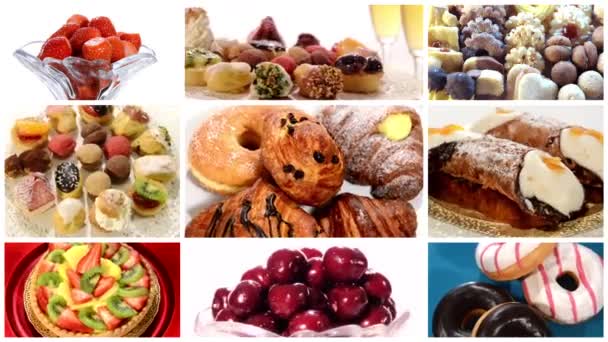 Diverse desserts and pastries collage