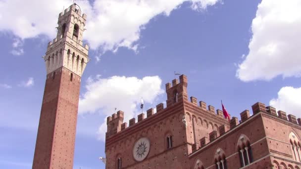 Sienna, de mangia-toren — Stockvideo